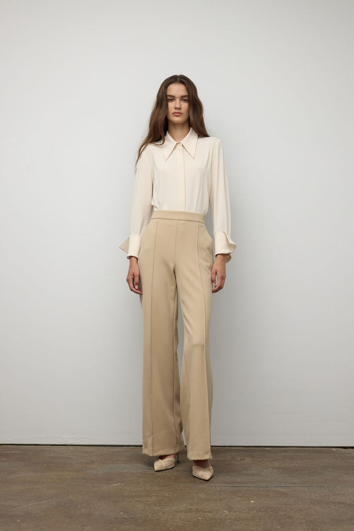 Wide leg pintuck pant