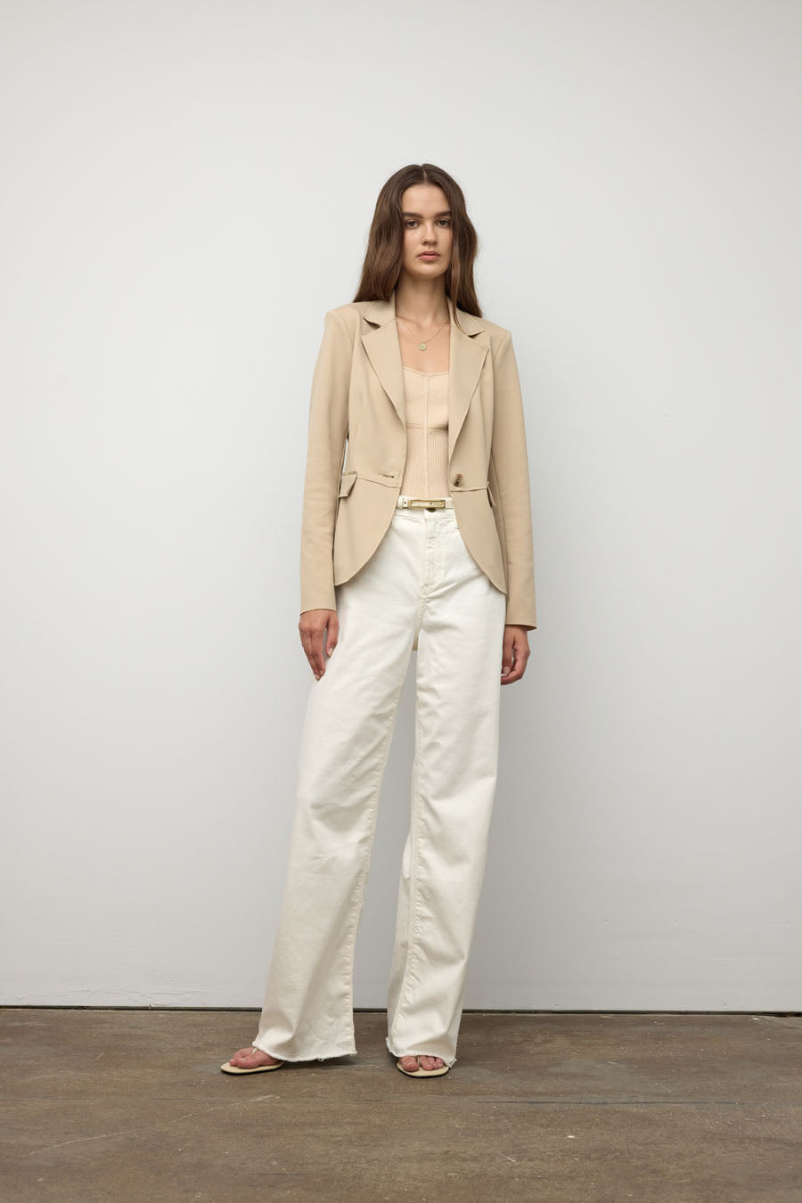 Raw edge single breast jacket