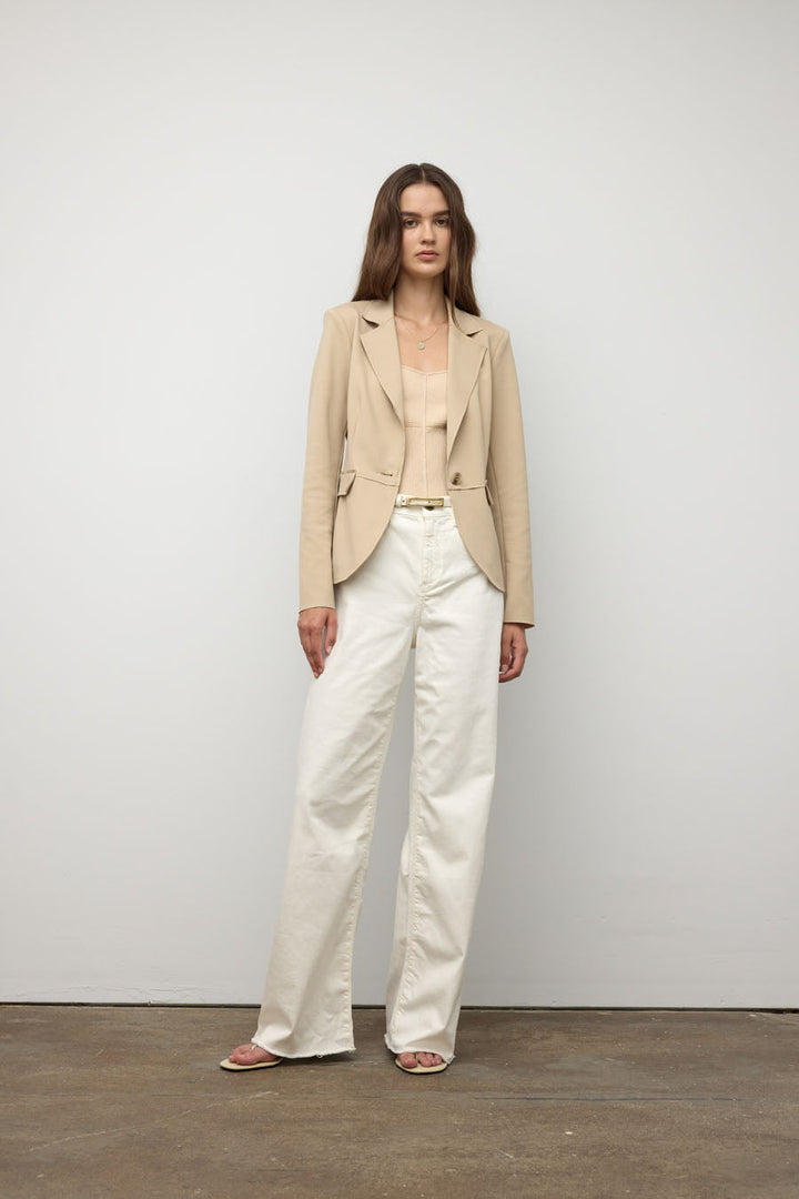 Raw edge single breast jacket
