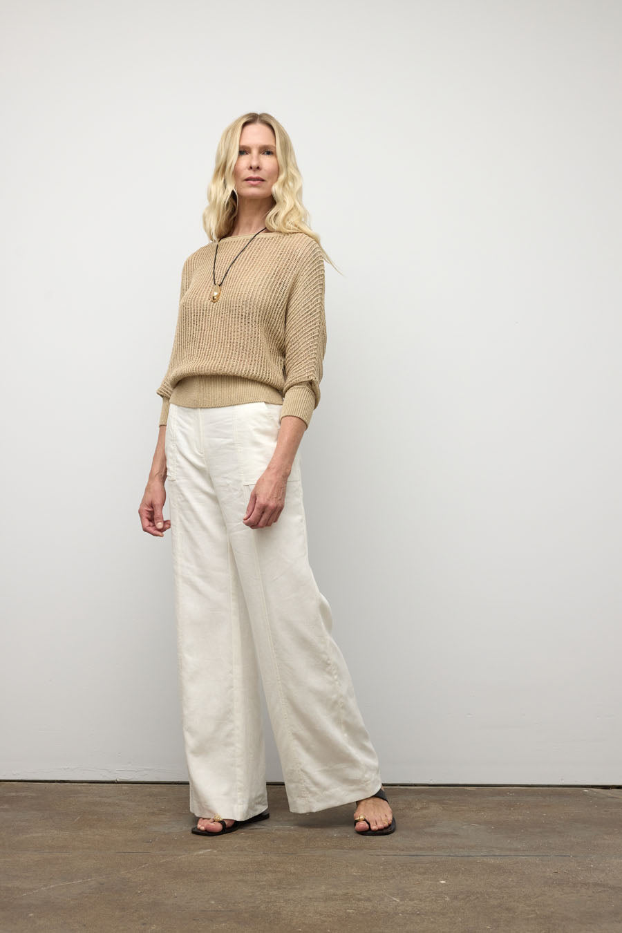 Boat neck crochet sweater