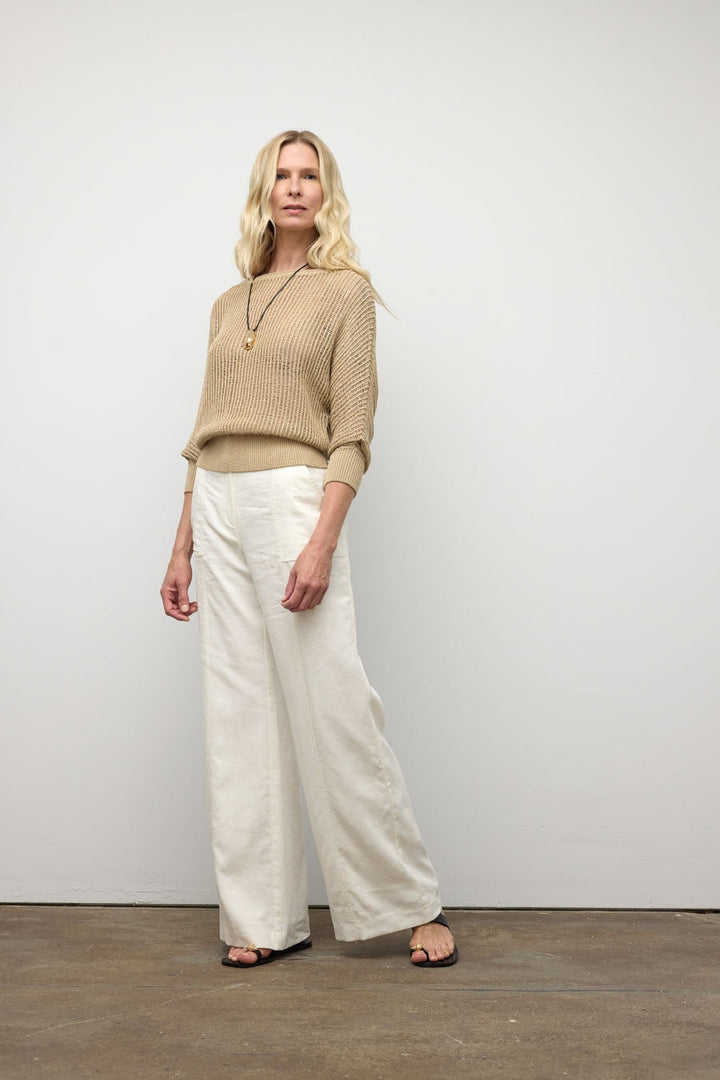 Boat neck crochet sweater