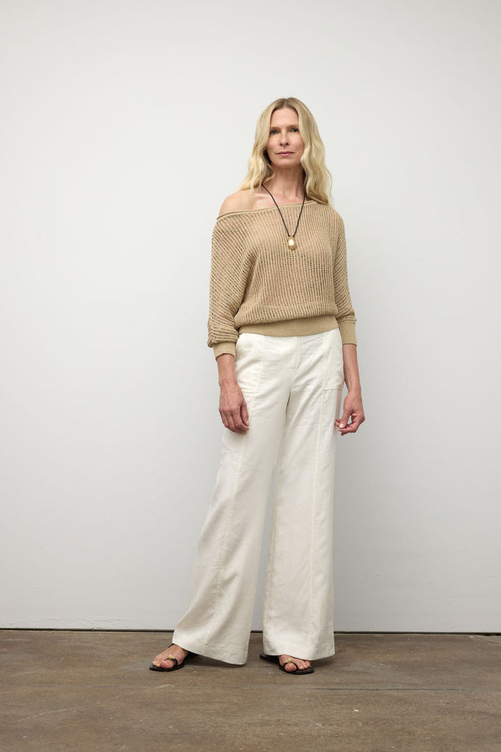 Boat neck crochet sweater
