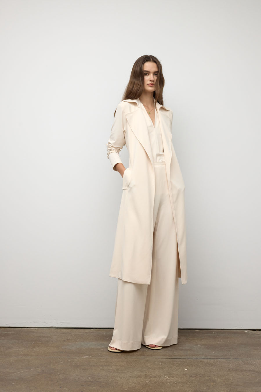 Matte jersey trench coat