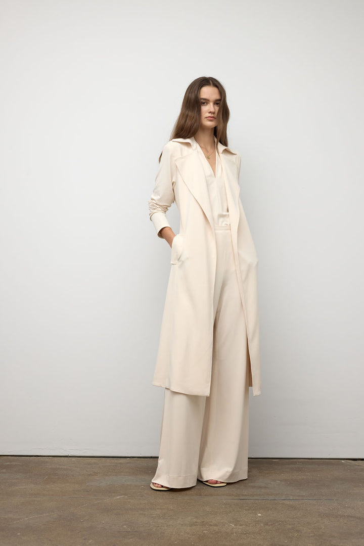 Matte jersey trench coat