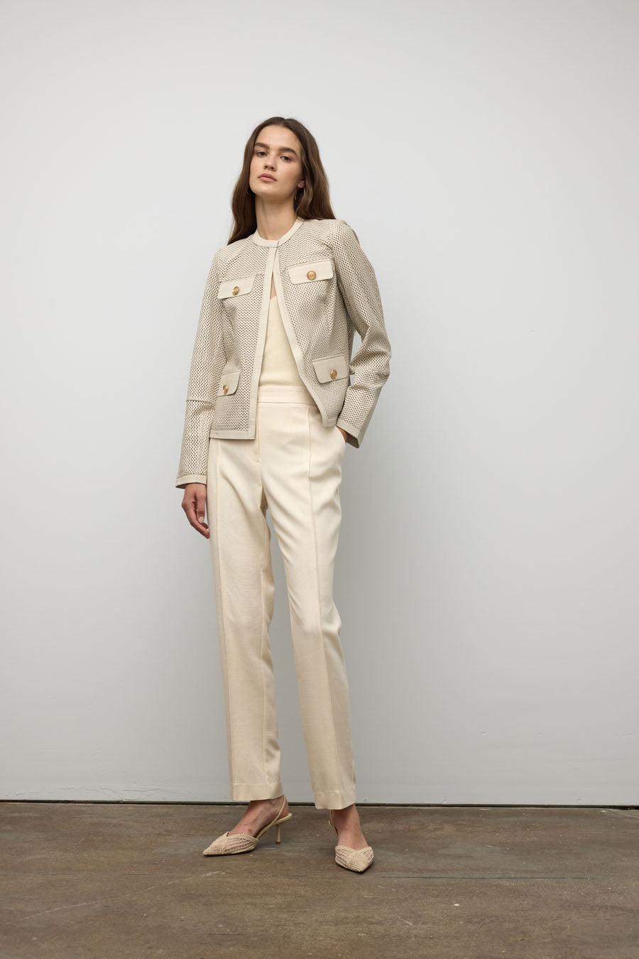 Pintuck straight leg trouser