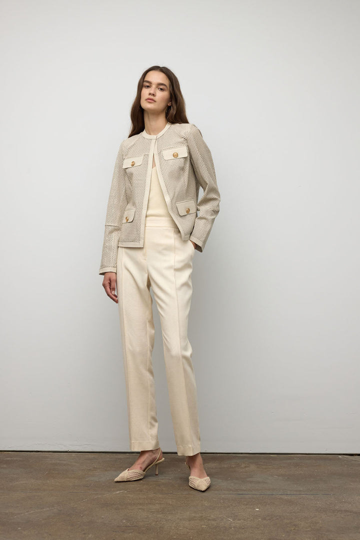 Pintuck straight leg trouser