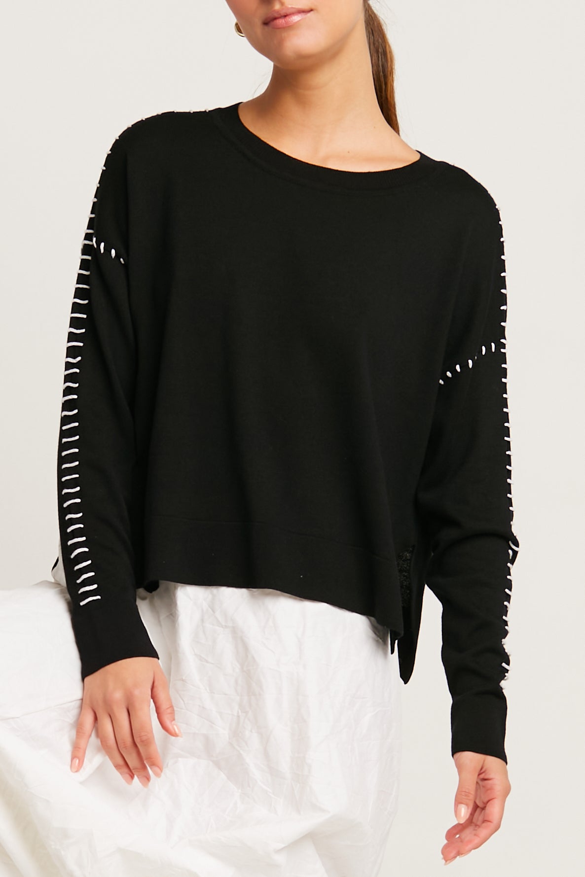 Pima Cotton Whipstitch Crewneck Sweater