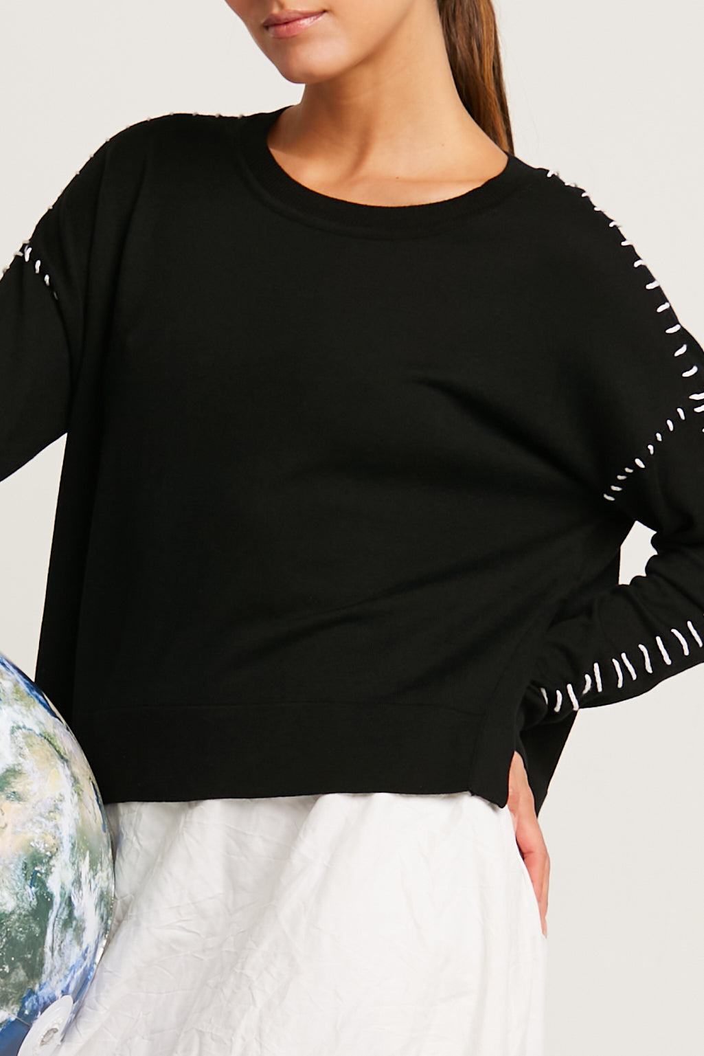 Pima Cotton Whipstitch Crewneck Sweater