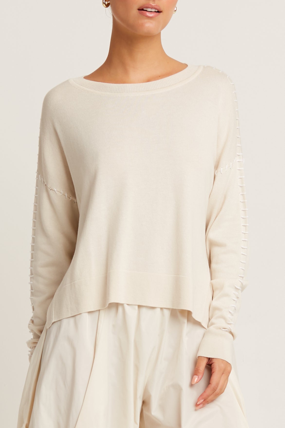 Pima Cotton Whipstitch Crewneck Sweater