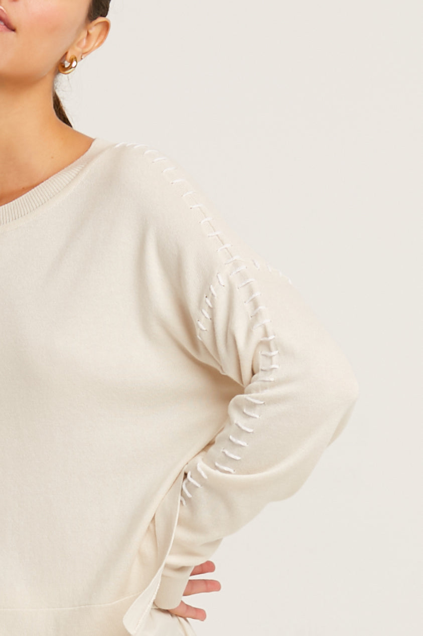 Pima Cotton Whipstitch Crewneck Sweater