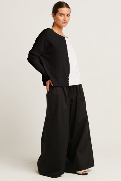 Pima Cotton 1/2 Whipped Crewneck Sweater