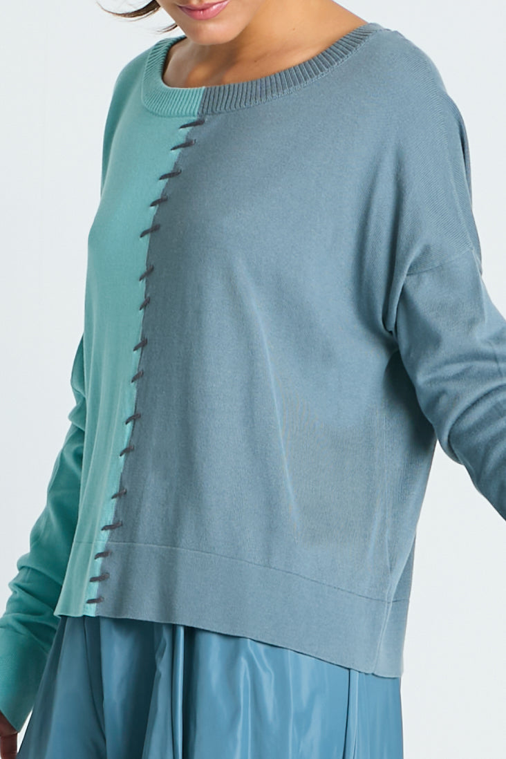 Pima Cotton 1/2 Whipped Crewneck Sweater