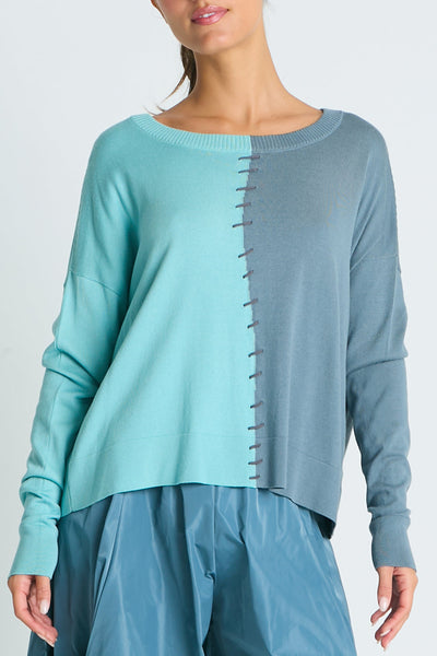 Pima Cotton 1/2 Whipped Crewneck Sweater