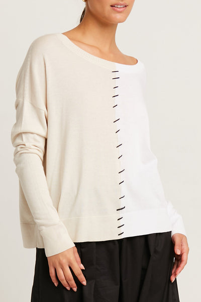 Pima Cotton 1/2 Whipped Crewneck Sweater