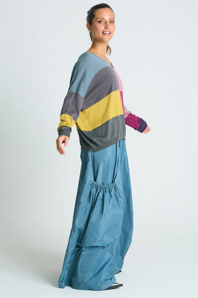 Pima Cotton Patchwork V Neck Sweater