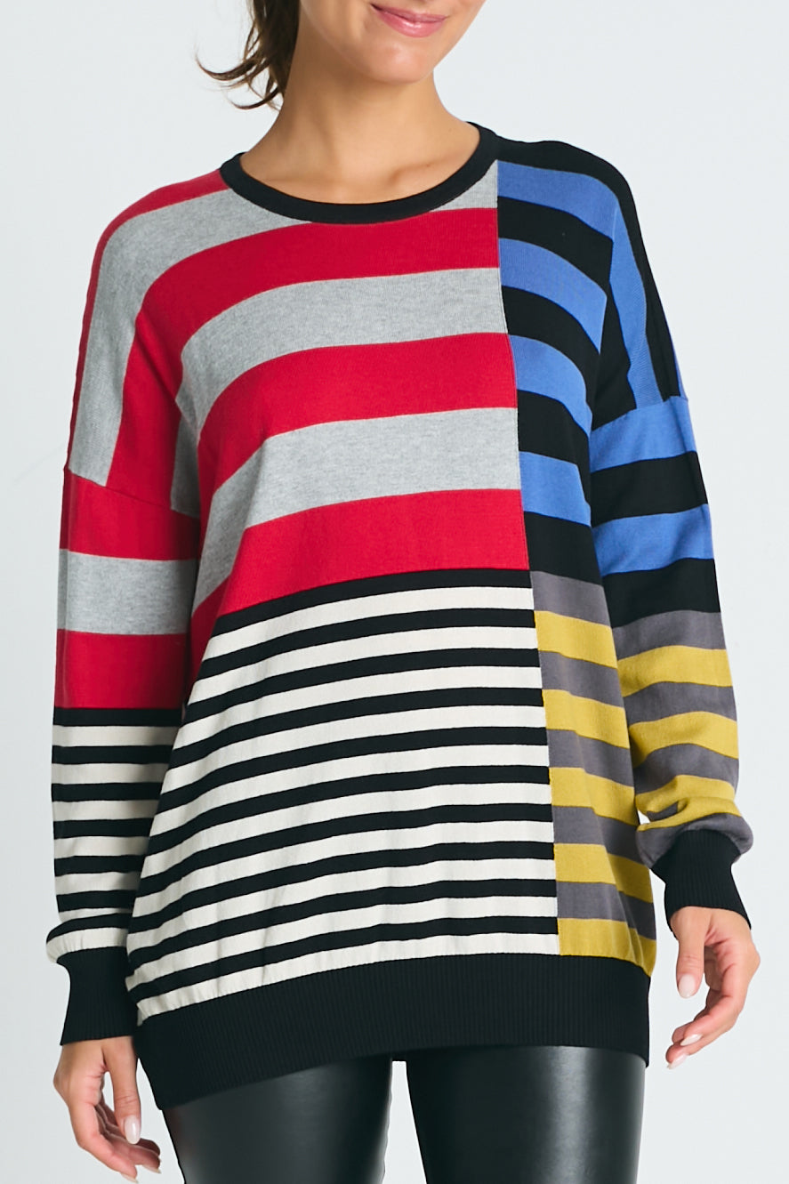 Pima Cotton Nuevo Stripe Crewneck Sweater