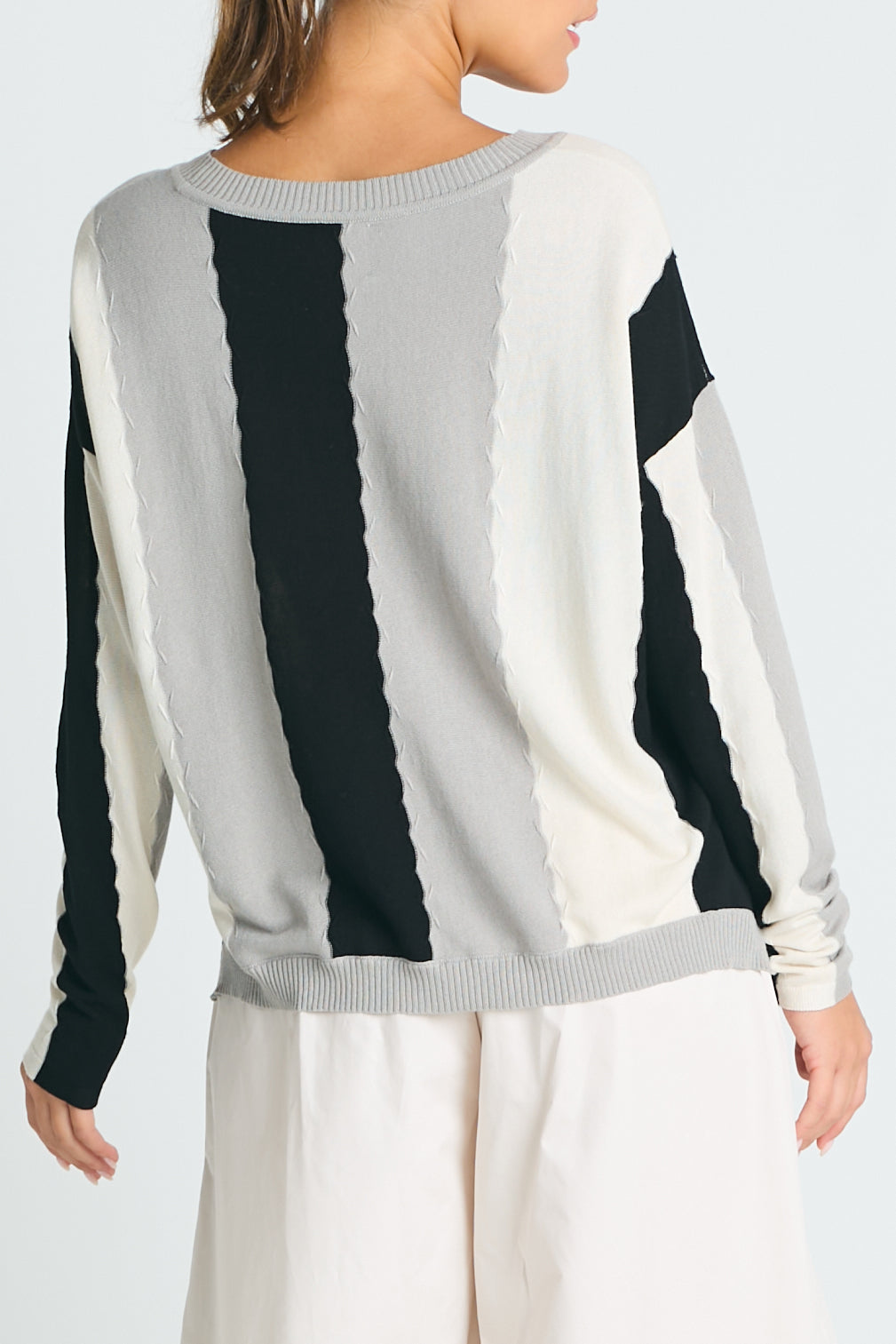 Pima Cotton Ric-Rac Crewneck Sweater