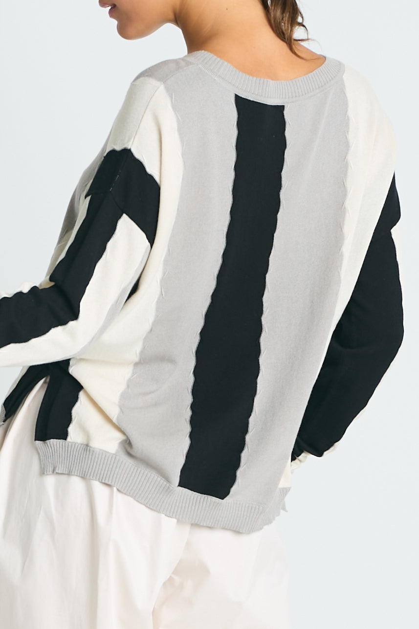 Pima Cotton Ric-Rac Crewneck Sweater