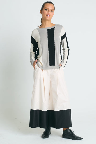 Pima Cotton Ric-Rac Crewneck Sweater