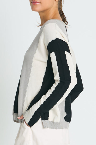 Pima Cotton Ric-Rac Crewneck Sweater