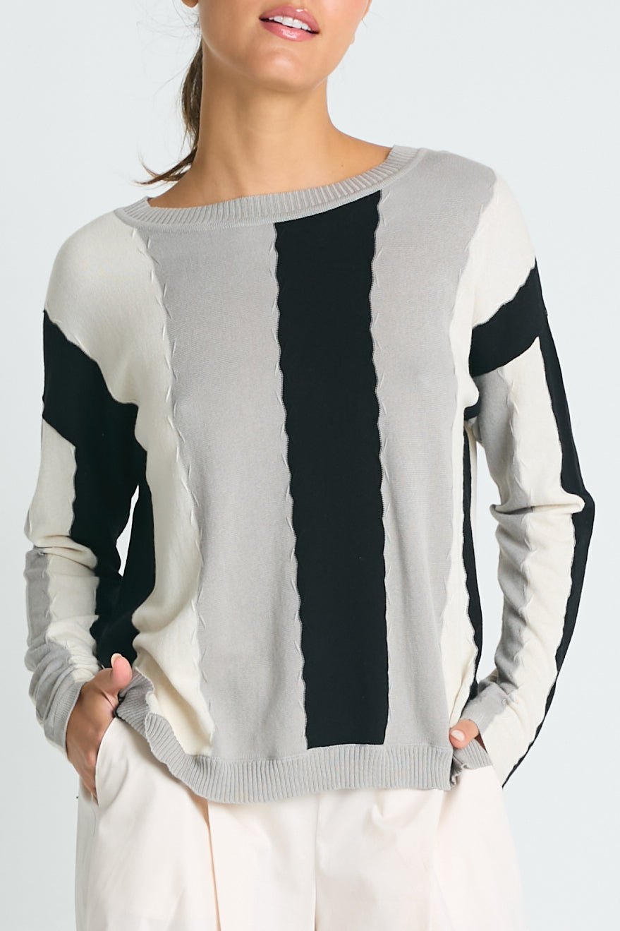Pima Cotton Ric-Rac Crewneck Sweater