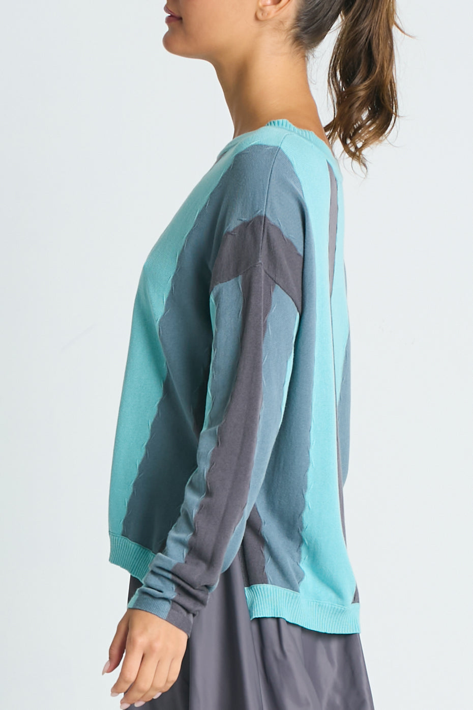 Pima Cotton Ric-Rac Crewneck Sweater