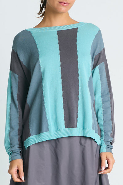 Pima Cotton Ric-Rac Crewneck Sweater