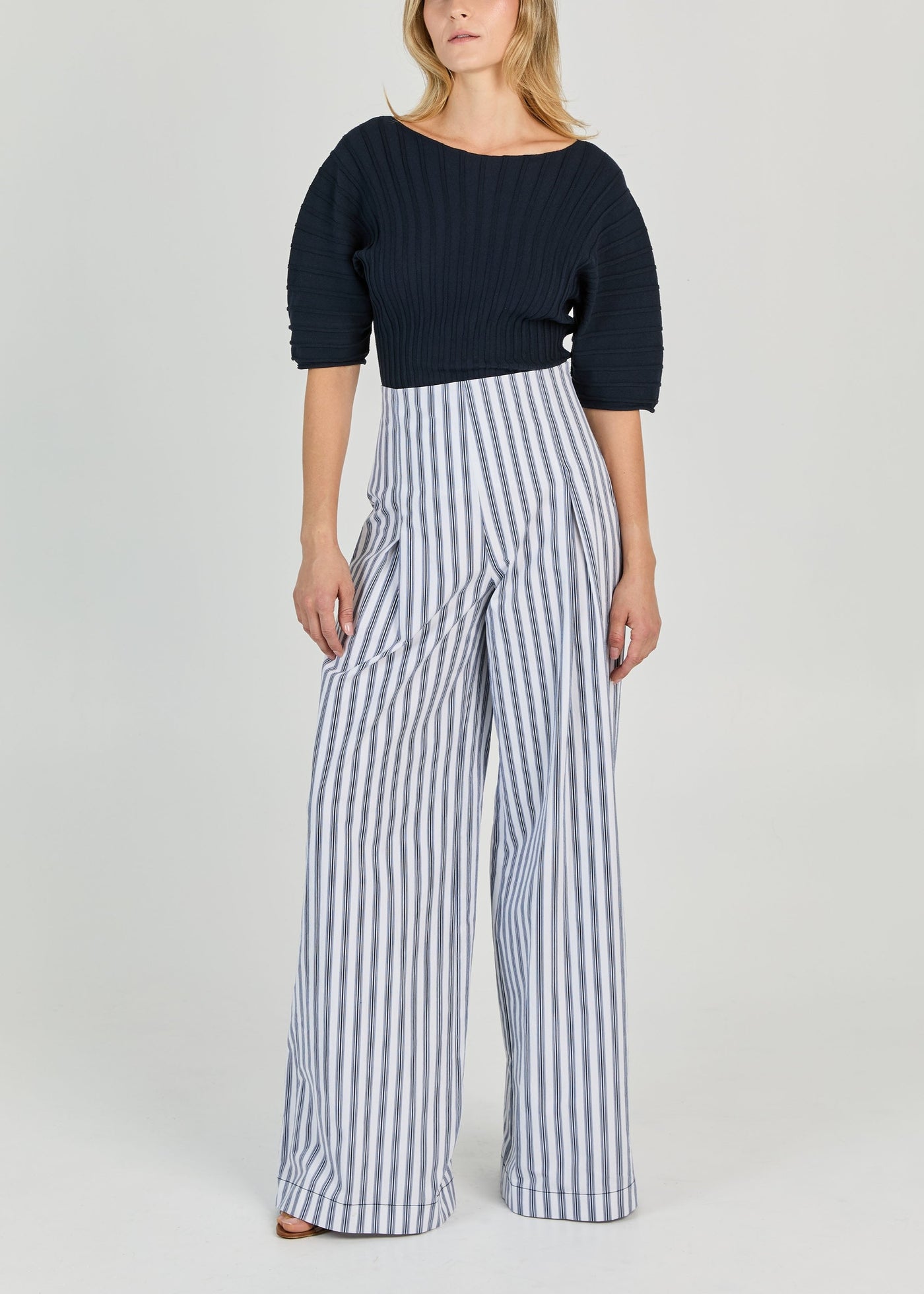 CABANA STRIPE HIGH WAIST WIDE LEG PANTS