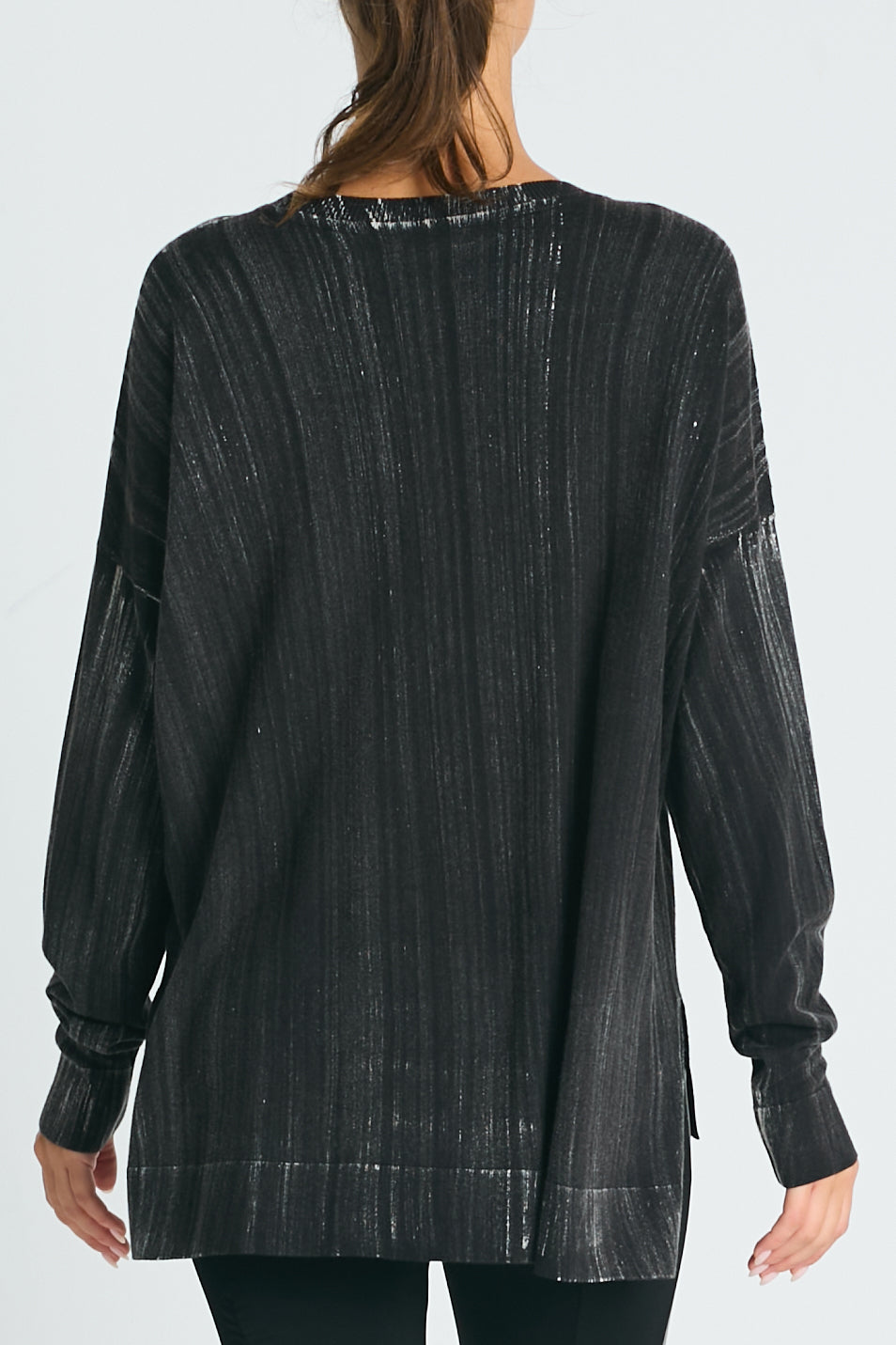 Pima Cotton Long Matrix Crewneck Sweater