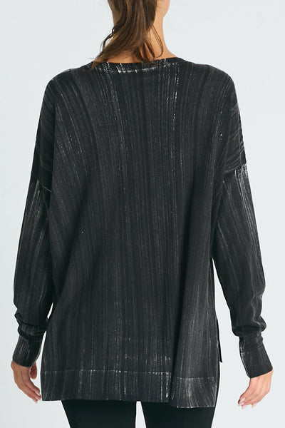 Pima Cotton Long Matrix Crewneck Sweater