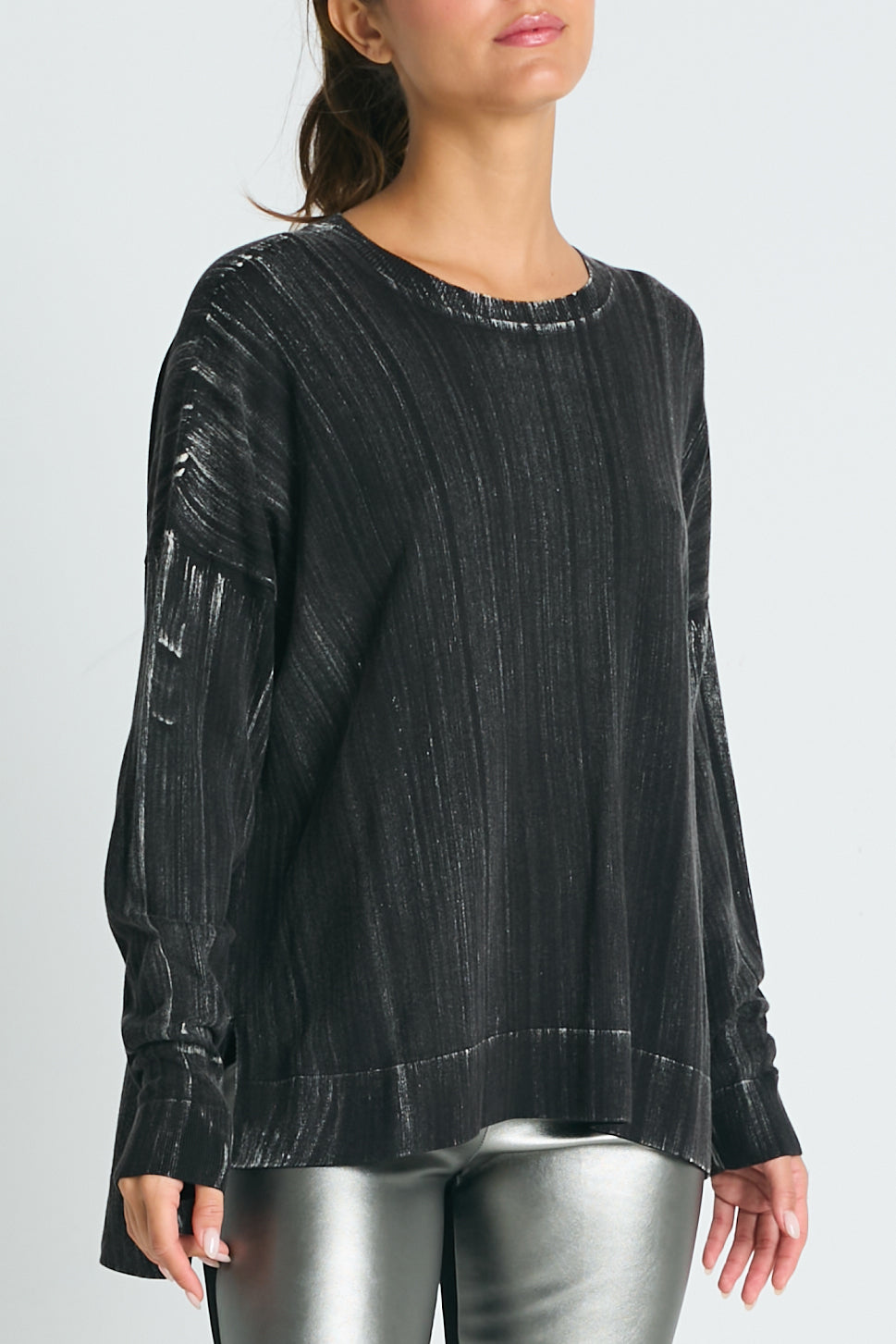 Pima Cotton Long Matrix Crewneck Sweater