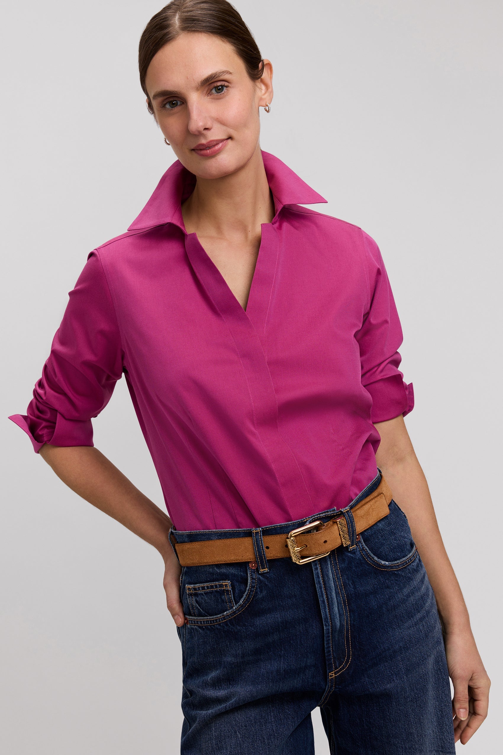 Taylor No Iron Pinpoint 3/4 Sleeve Shirt