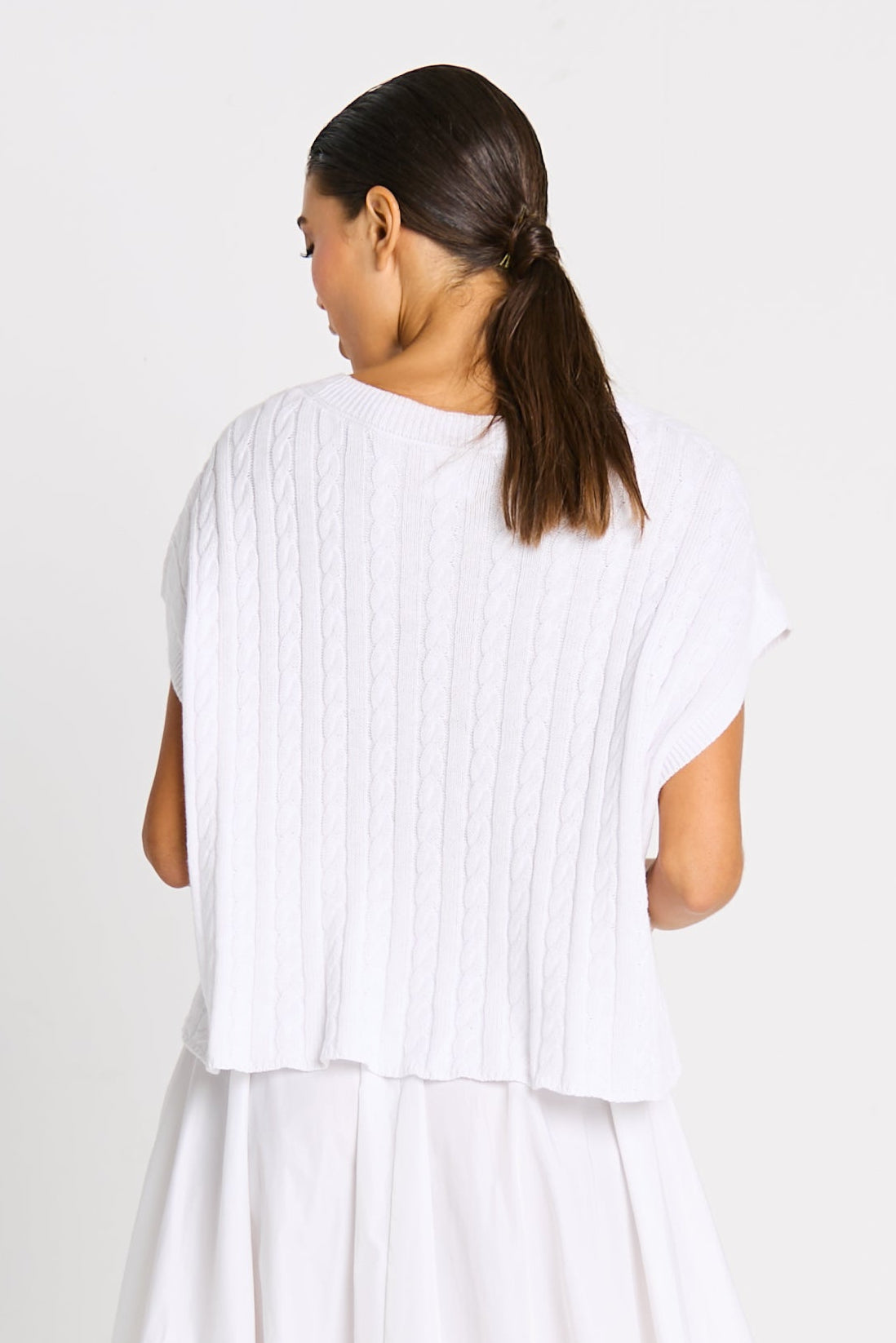 Pima Cotton Bateau Cable Knit Top
