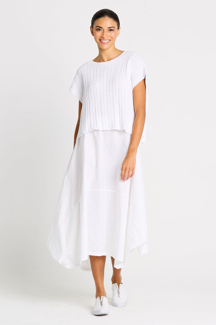 Pima Cotton Bateau Cable Knit Top