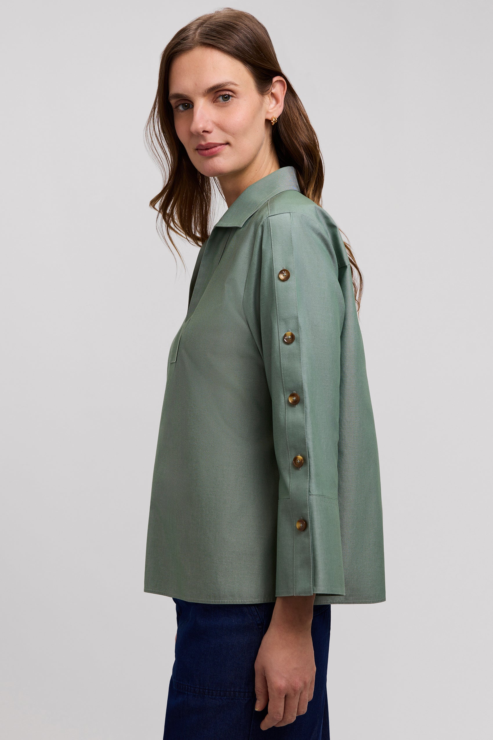Lainey No Iron Pinpoint 3/4 Button Sleeve Shirt