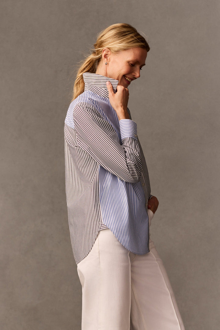 Meghan Pinpoint Stripe Long Sleeve Shirt