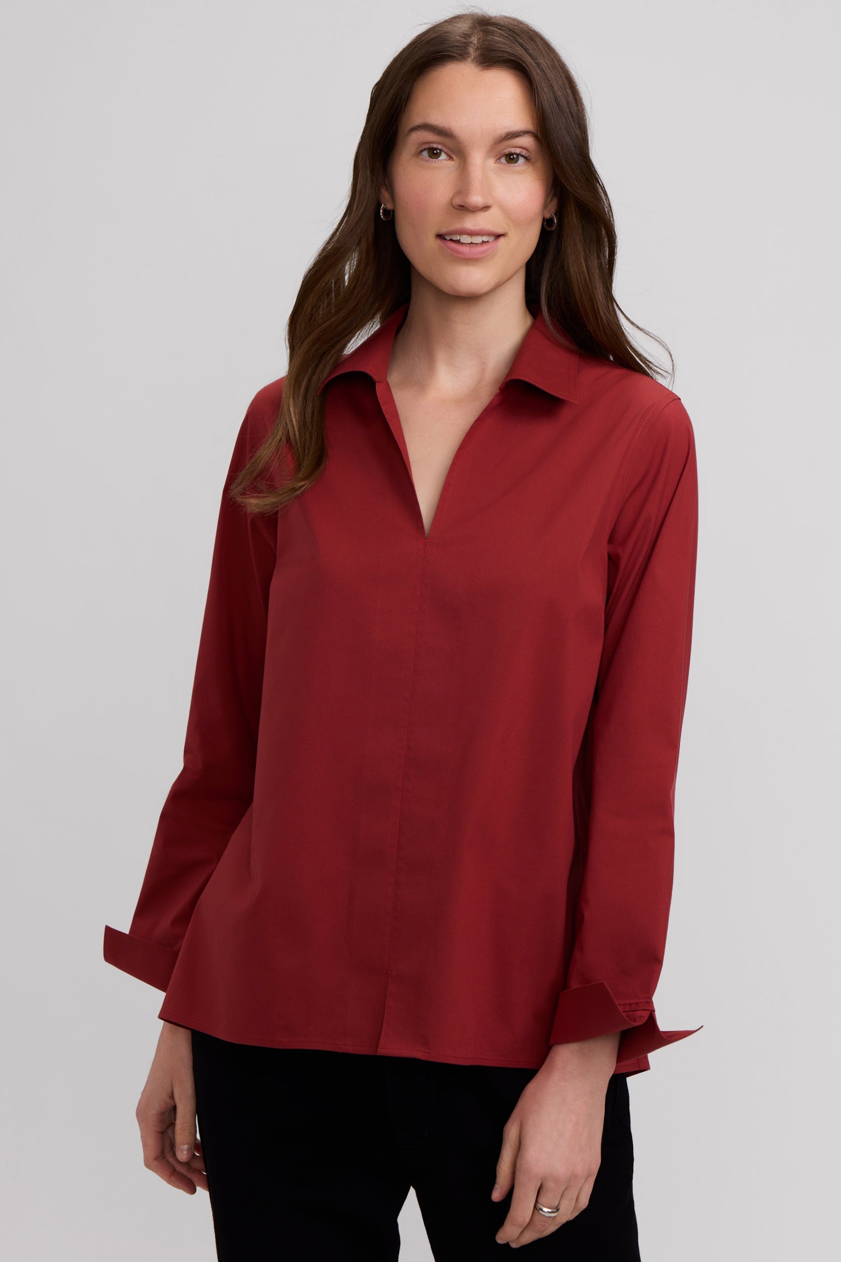 Agnes No Iron Stretch Long Sleeve Popover Shirt