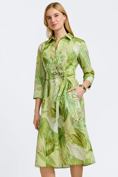 Fiona Jungle Leaves 3/4 Sleeve Dress