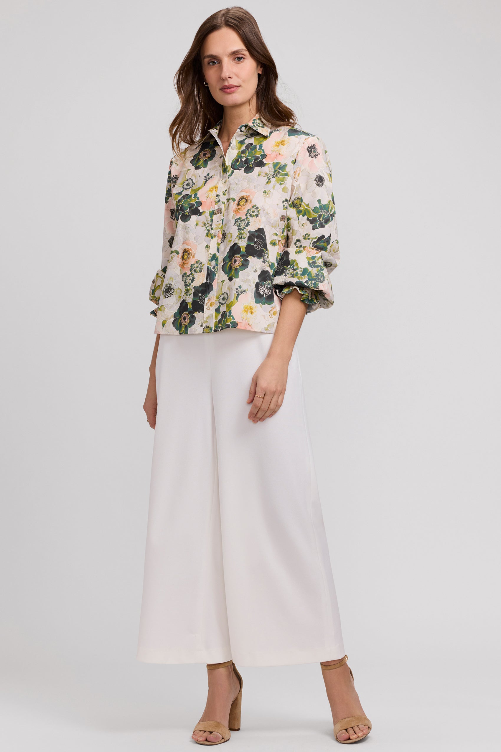 Vivienne Painted Bouquet Long Sleeve Short Shirt
