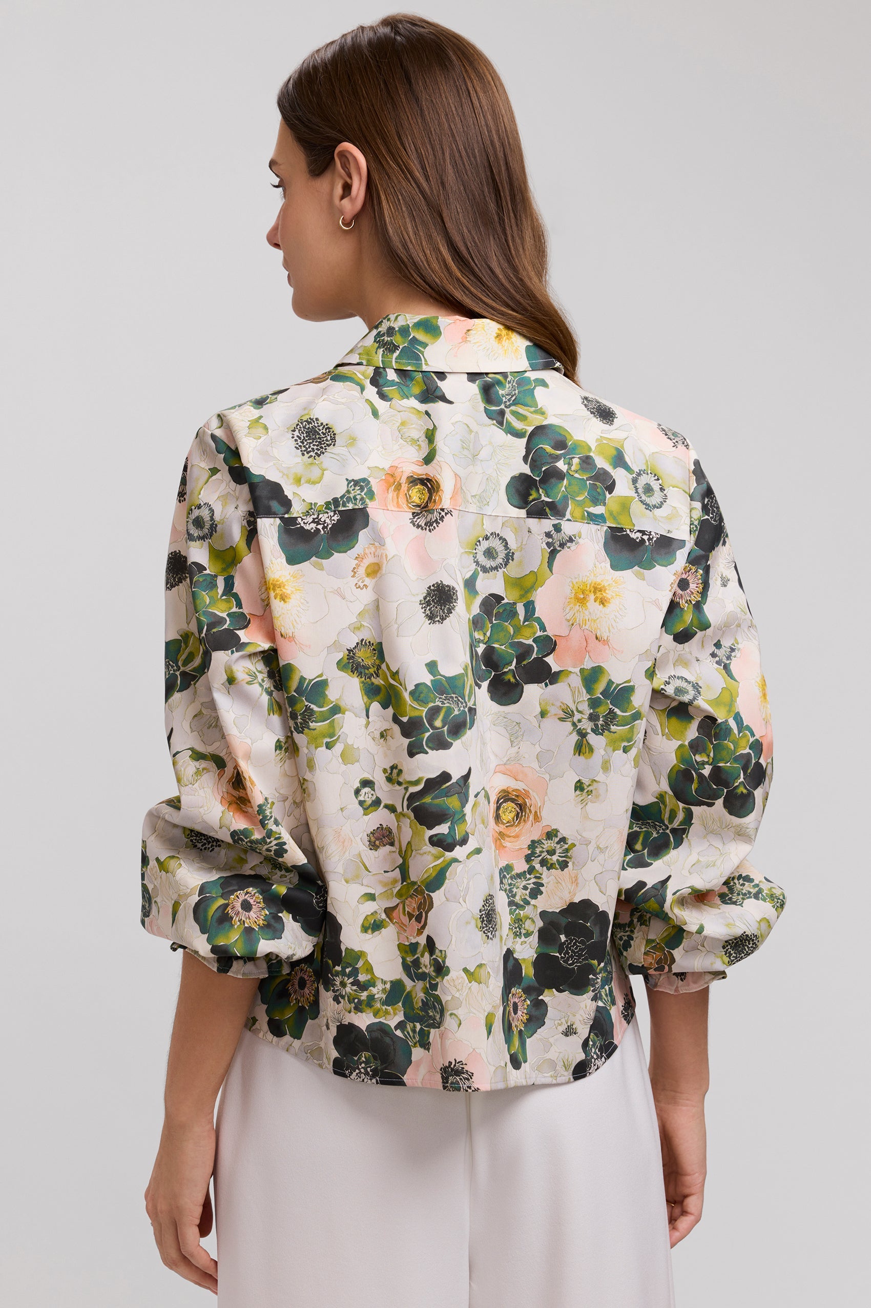Vivienne Painted Bouquet Long Sleeve Short Shirt