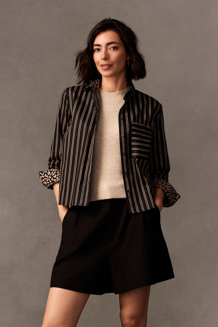 Jodie Animal Border Long Sleeve Short Shirt