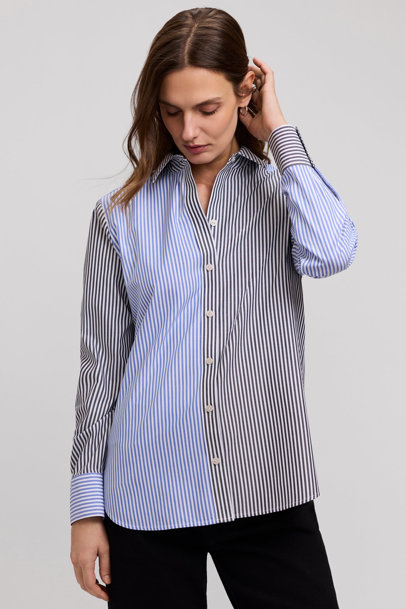 Meghan Pinpoint Stripe Long Sleeve Shirt