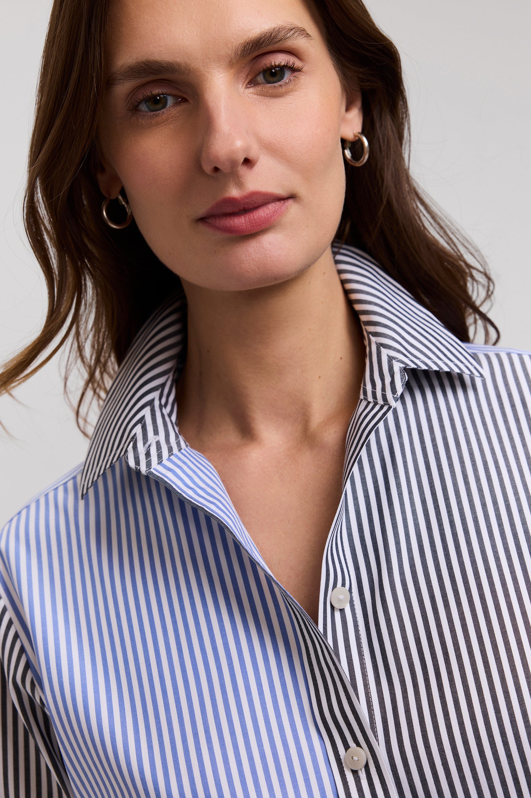 Meghan Pinpoint Stripe Long Sleeve Shirt
