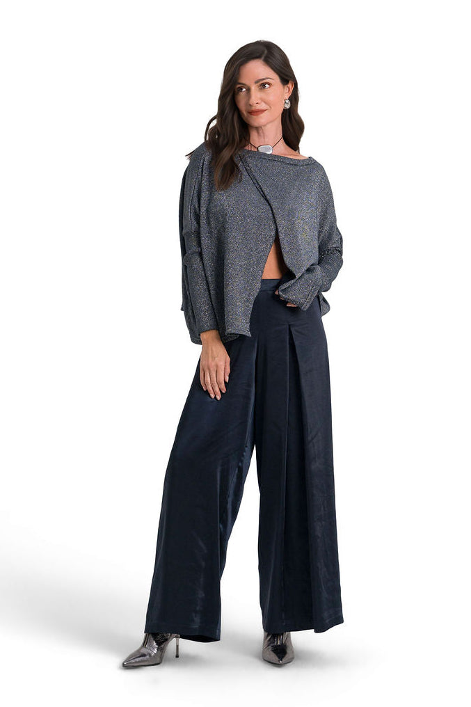 Reversible Lurex Sweater - Midnight/Silver