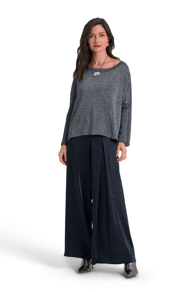 Reversible Lurex Sweater - Midnight/Silver
