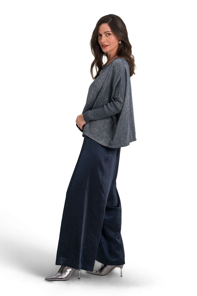Reversible Lurex Sweater - Midnight/Silver