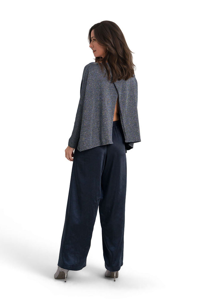 Reversible Lurex Sweater - Midnight/Silver