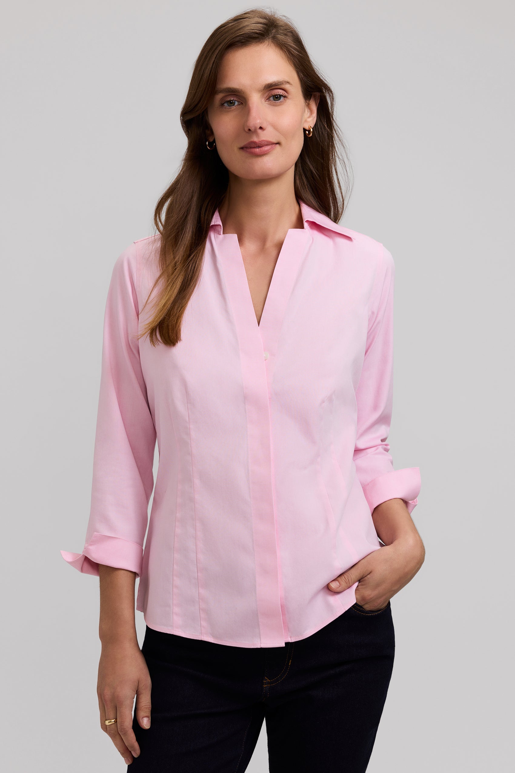 Taylor No Iron Pinpoint 3/4 Sleeve Shirt