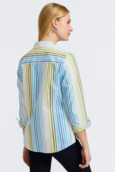 Taylor No Iron Pinpoint Ombre Stripe 3/4 Sleeve Shirt