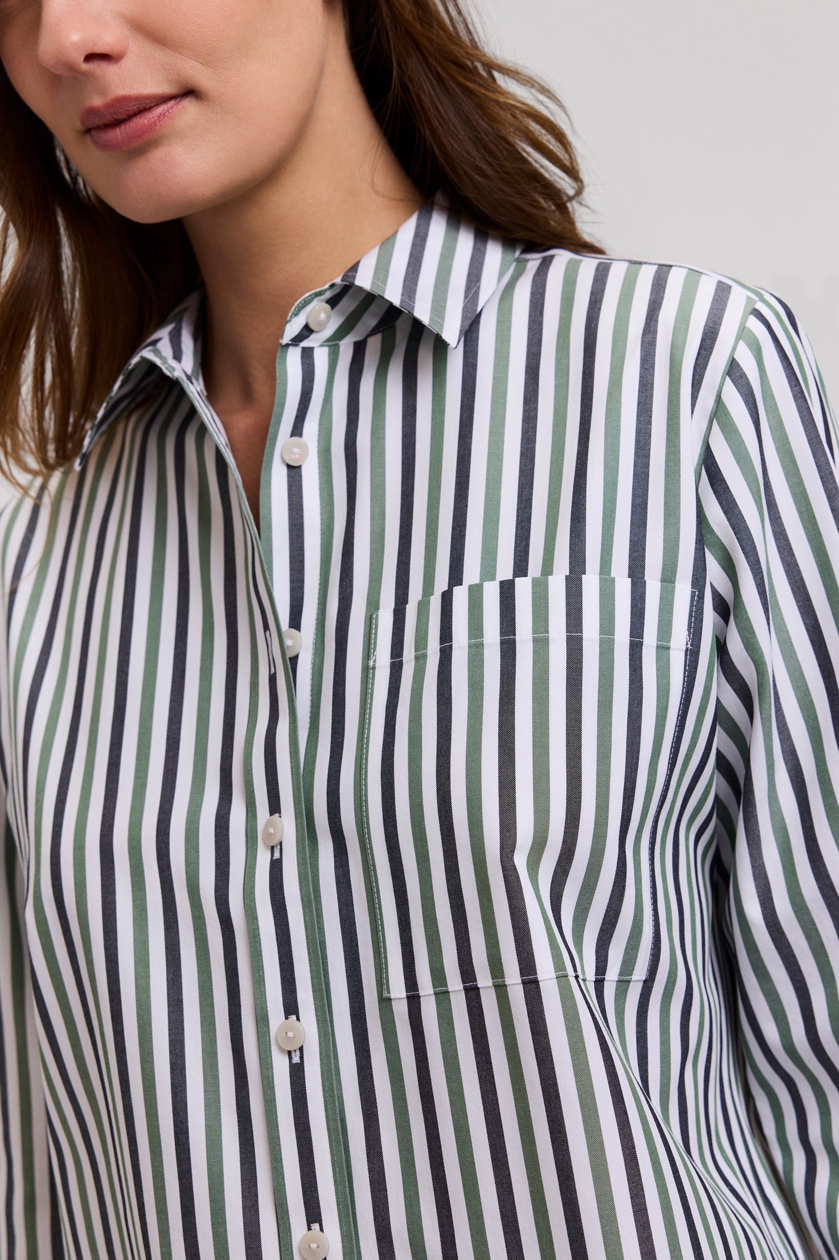 Jodie No Iron Pinpoint Stripe Long Sleeve Short Shirt